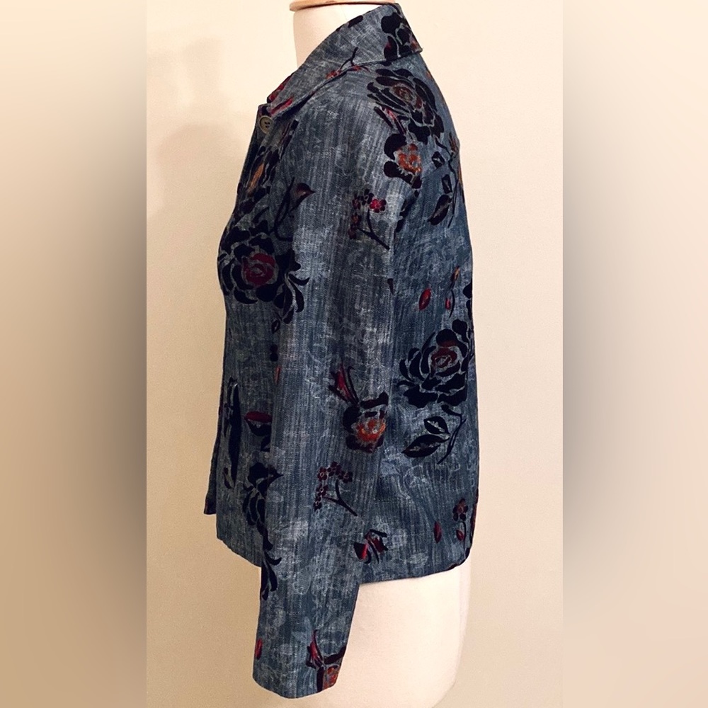 Additions by Chico Denim Velvet Floral SZ 4 Retro Vintage Boho Statement Jacket - Picture 8 of 12